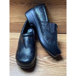 Baretraps Barkley Flora Pressed Leather Memory Foam Slip-on Womens Clogs Sz 9.5